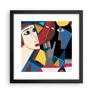Plakat i sort ramme - Kubistisk samtale - 30x30 cm