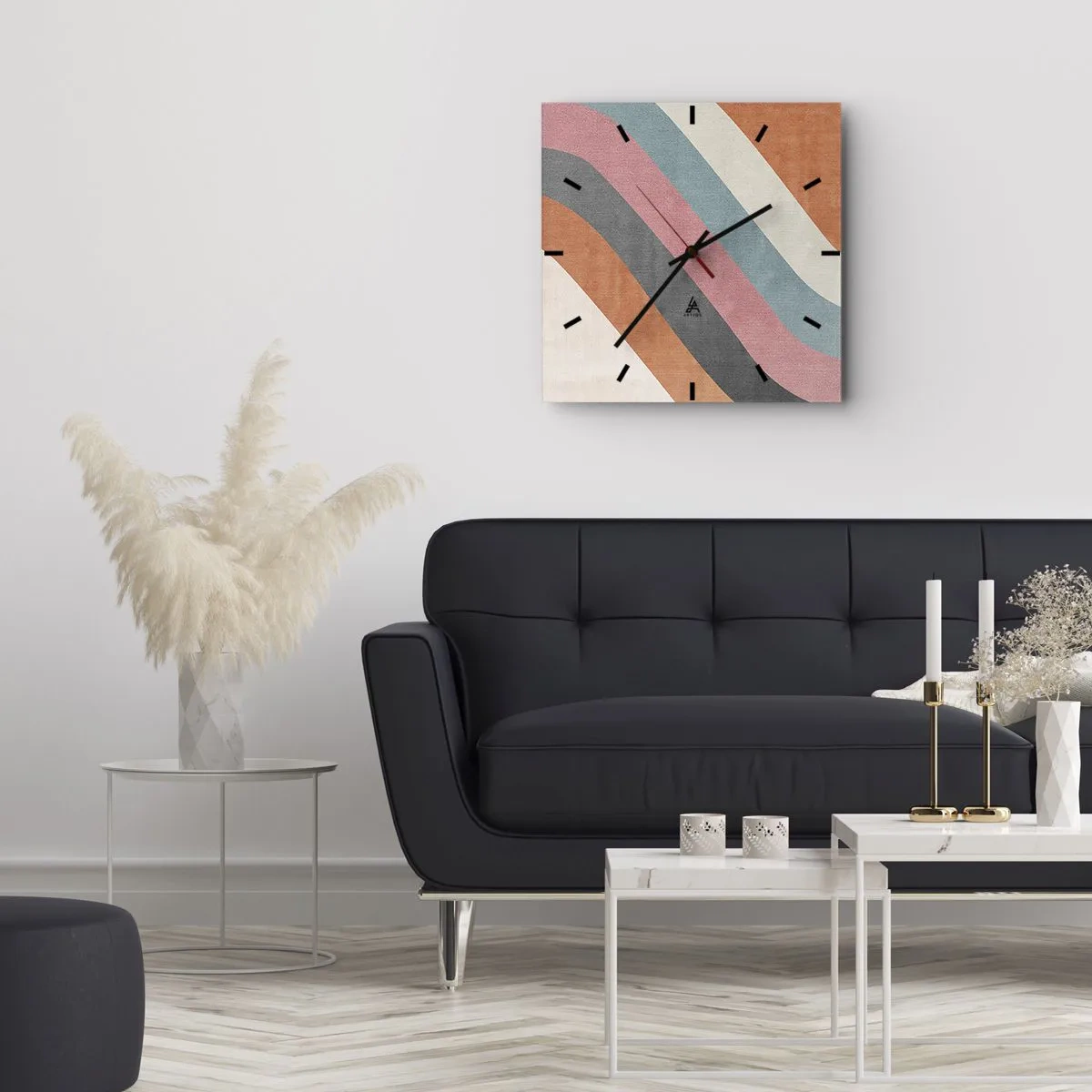 Vægur, Uret - Diagonal komposition - bevægelse - 40x40 cm