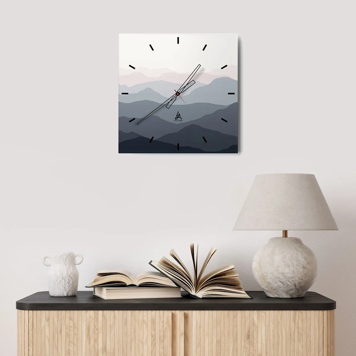 Vægur, Uret - Bølger af bjerge - 30x30 cm