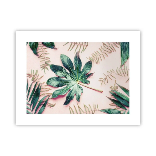 Plakat - En undersøgelse af grønt på en lyserød baggrund - 40x30 cm