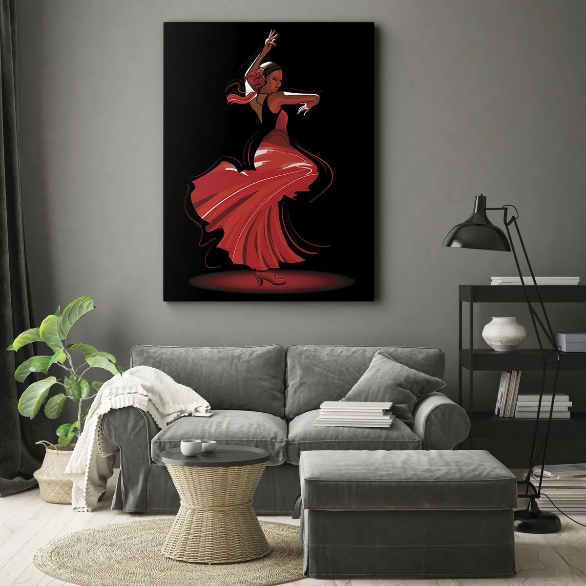 Lærredstryk - Billede på lærred - Flamencoens brændende ånd - 50x70 cm