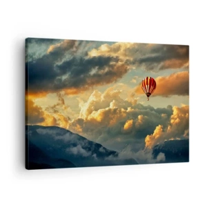 Lærredstryk - Billede på lærred - En ballon mod en baggrund af dramatiske skyer - 70x50cm - Jeg går, fordi jeg vil - Moderne vægdekoration til stue og soveværelse ARTTOR