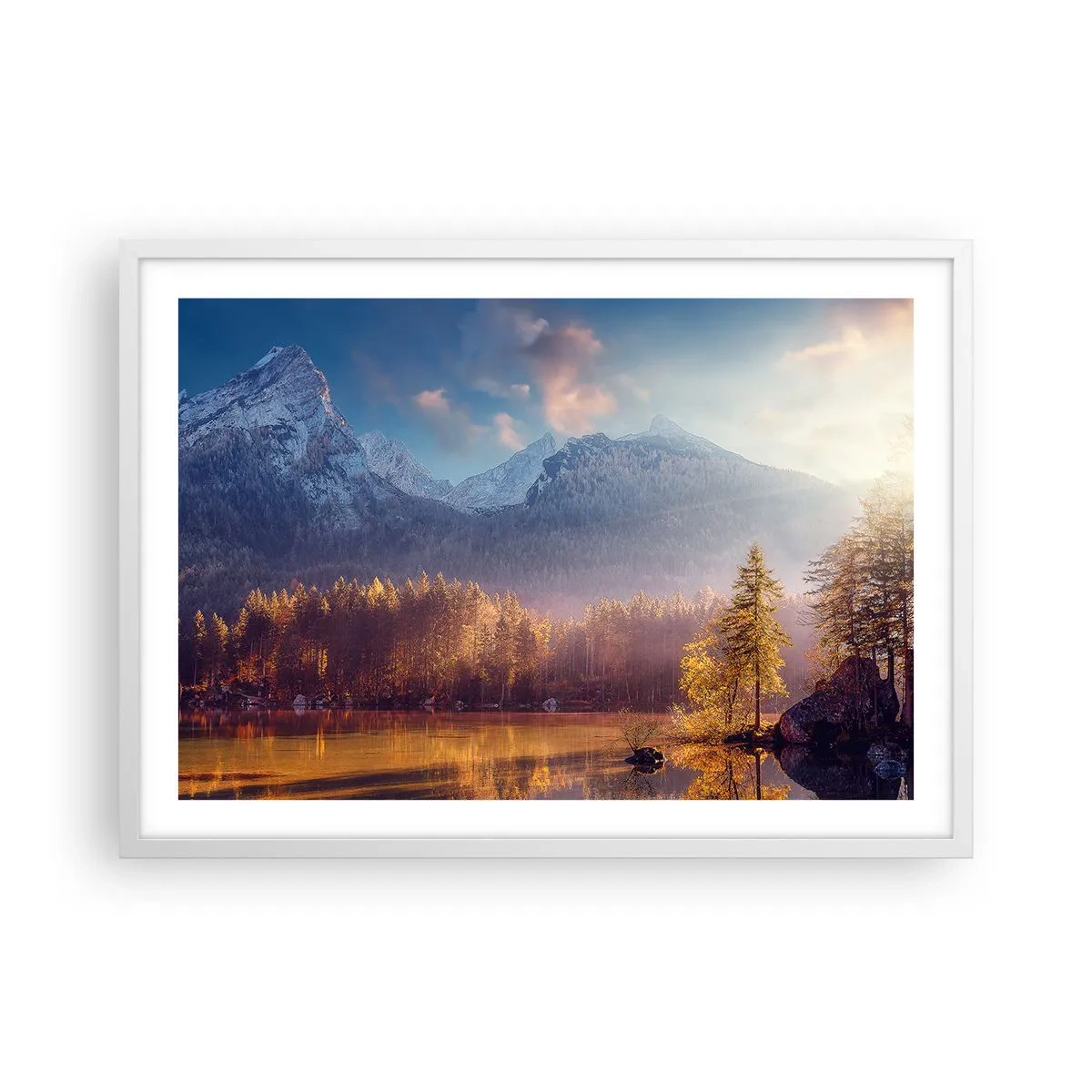 Plakat i hvid ramme - I bjerge og dale - 70x50 cm