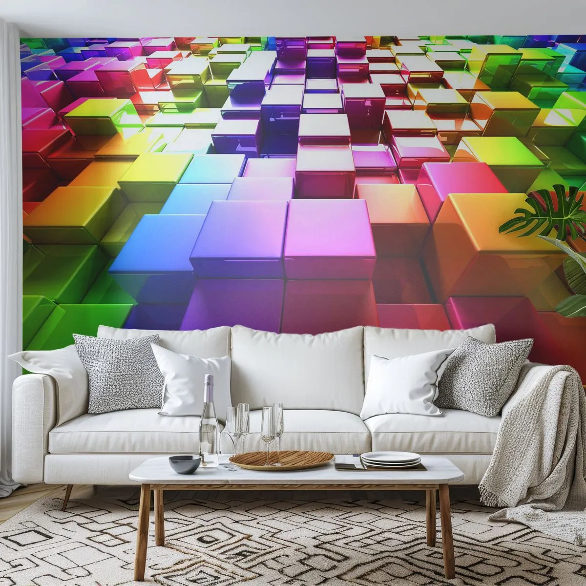 Fototapet Premium Canvas - Op-art sammen som et team - Abstraktion, Grafik, 3D - 250x175 cm