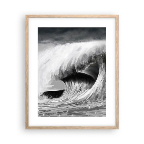 Plakat i ramme af lyst egetræ - Havets vrede - 40x50 cm