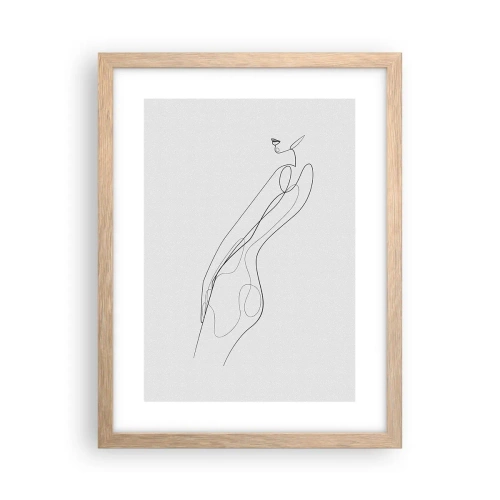 Plakat i ramme af lyst egetræ - Næppe et løfte - 30x40 cm