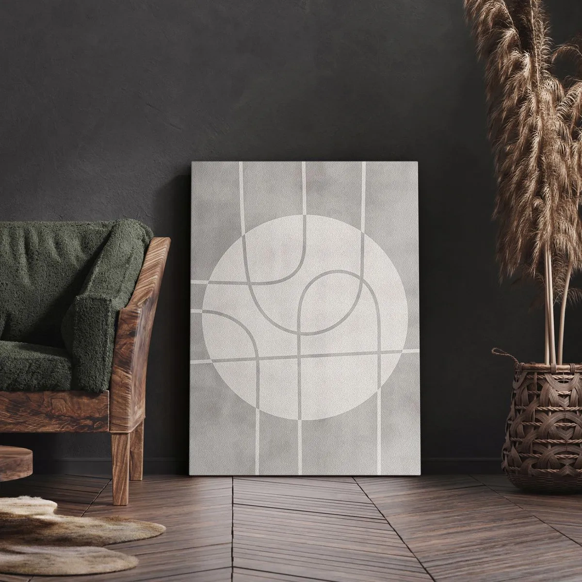 Lærredstryk - Billede på lærred - Cirkulær og lige frem - 50x70 cm