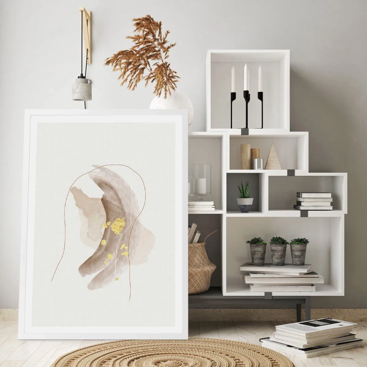 Plakat i hvid ramme - Mødt i rummet - 40x50 cm