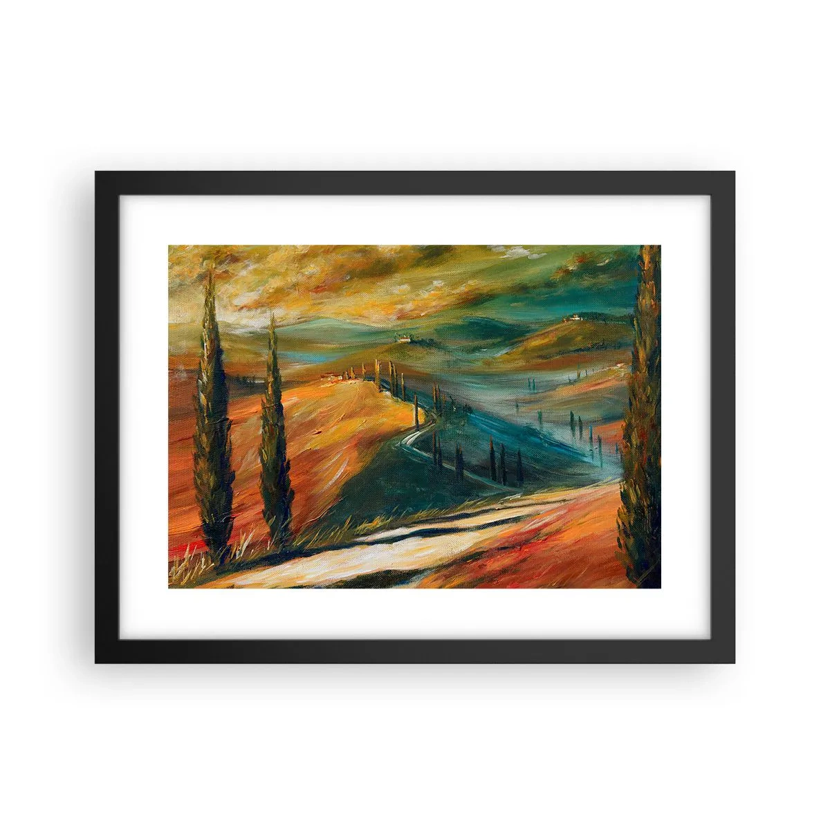 Plakat i sort ramme - Toscansk landskab - 40x30 cm