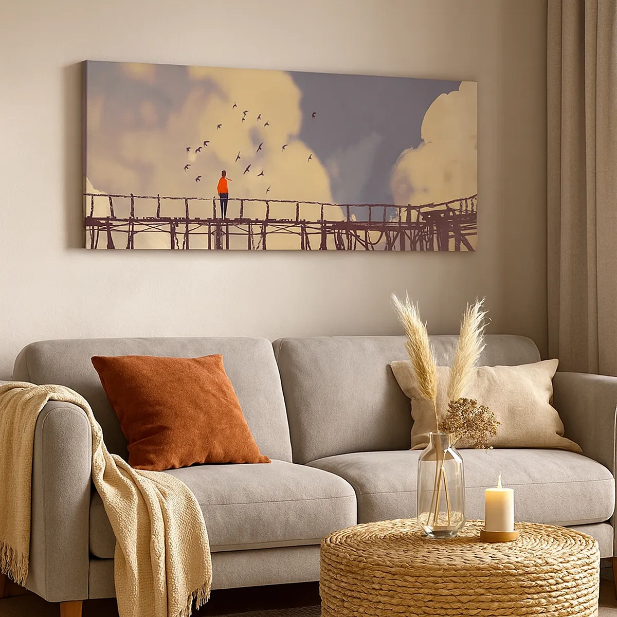 Lærredstryk - Billede på lærred - Blå længsel - 30x30 cm