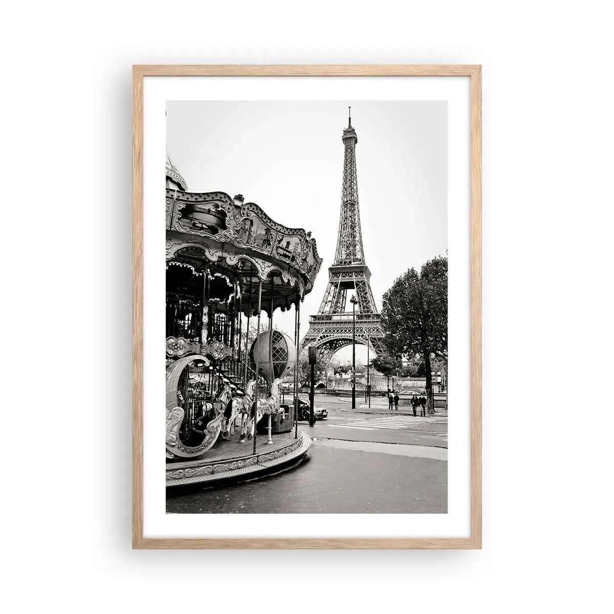 Plakat i ramme af lyst egetræ - Når der gælder sjov, er det kun i Paris - 50x70 cm