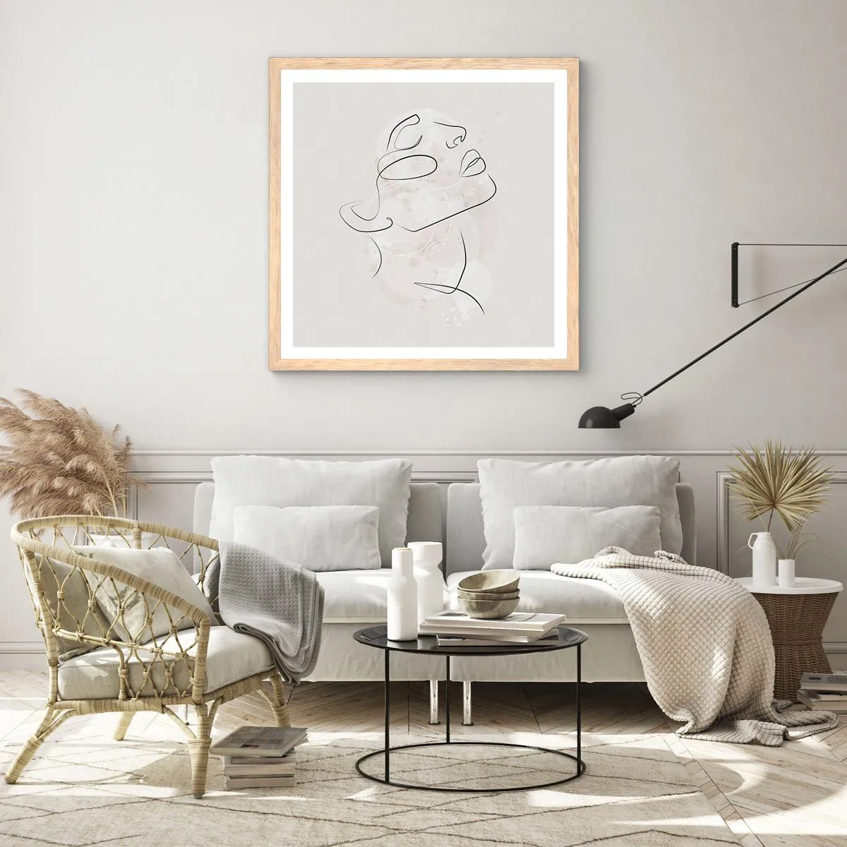 Plakat i ramme af lyst egetræ - Skitse af drømmen - 60x60 cm