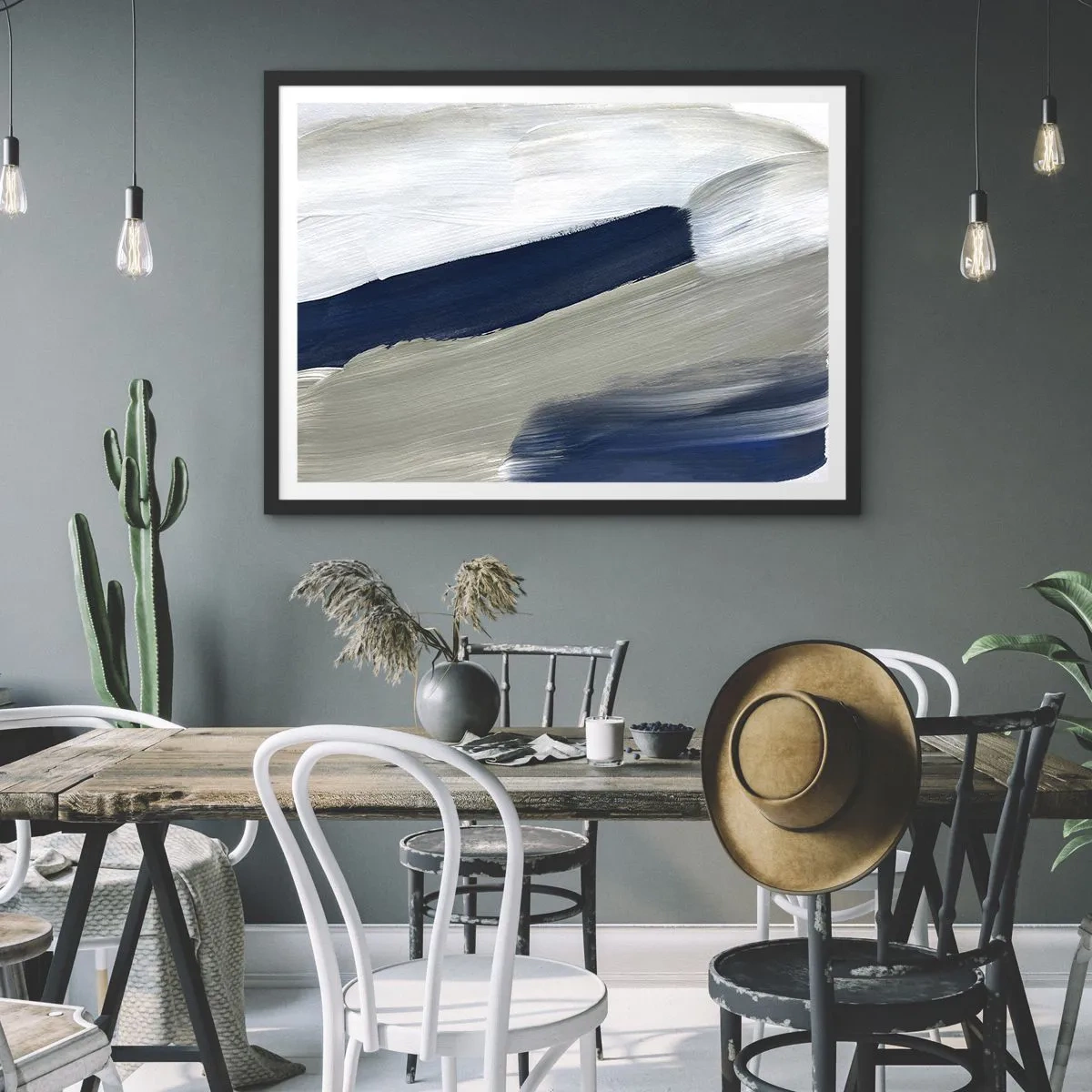 Plakat i sort ramme - Møde med det hvide - 70x50 cm