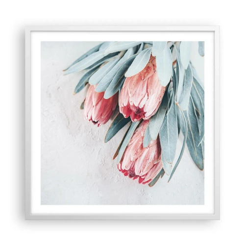 Plakat i hvid ramme - Skammer sig over deres egen skønhed - 60x60 cm