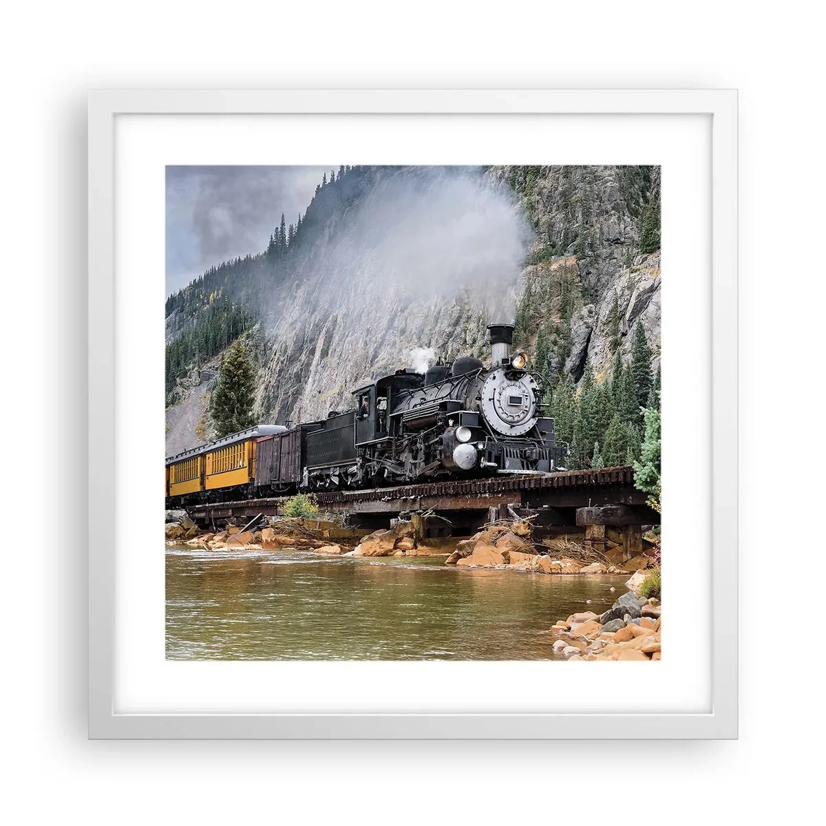 Plakat i hvid ramme - Og hvorhen? Hvorhen? - 40x40 cm