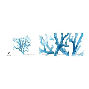 Prøve Fototapet Selvklæbende Deluxe Sticker - Marint filigran - Koral, Ved havet, Minimalistisk - 100x30 cm