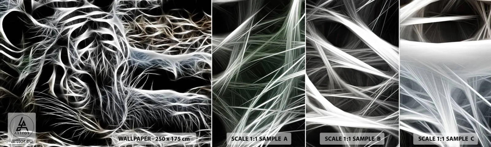 Fototapet Prøve Standard Eco - En undersøgelse af kattens lethed - Abstraktion, Tiger, Dyr - 100x30 cm