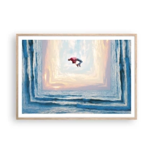 Plakat i ramme af lyst egetræ - Til en anden dimension - 100x70 cm