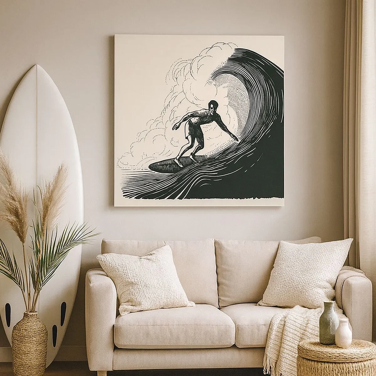 Lærredstryk - Billede på lærred - Bølgens konge - 30x30 cm