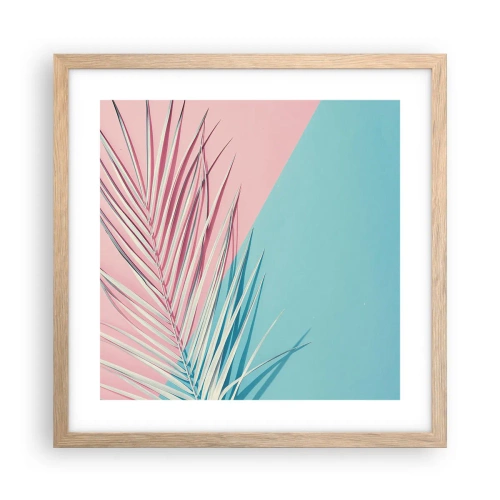 Plakat i ramme af lyst egetræ - Tropisk indtryk - 40x40 cm