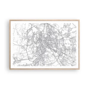 Plakat i ramme af lyst egetræ - Romersk cirkel - 100x70 cm