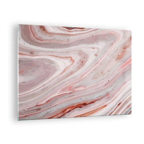 Billede på glas - Abstrakt mønster i nuancer af lyserød og brun - 70x50cm - Flydende lyserødt - Moderne vægdekoration til stue og soveværelse ARTTOR