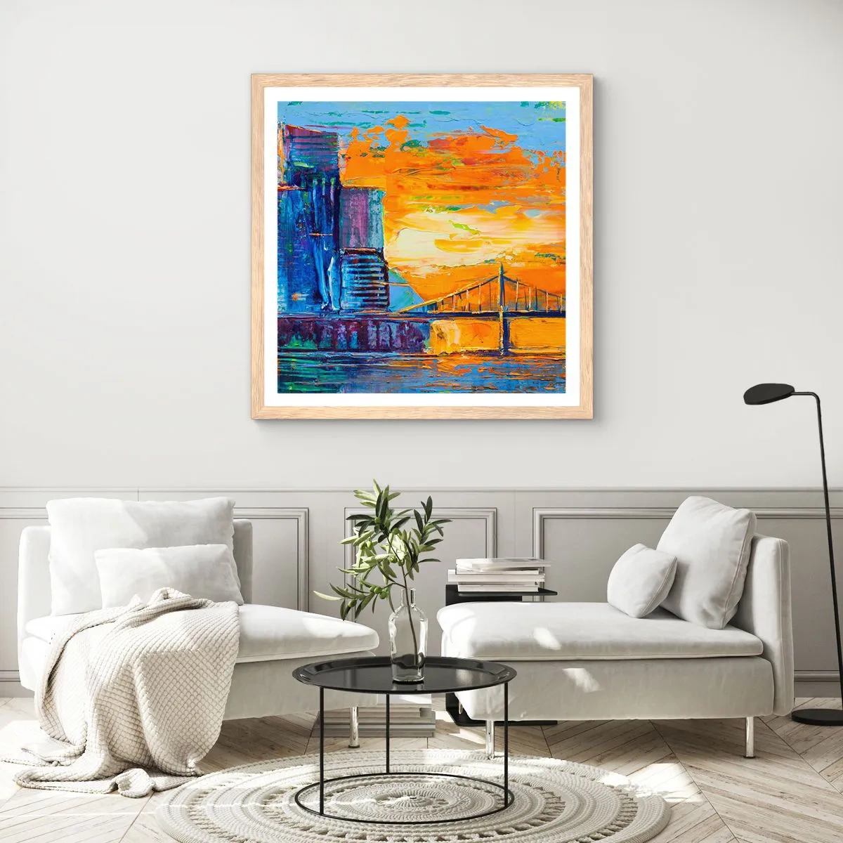 Plakat i ramme af lyst egetræ - Kultur og natur - 40x40 cm