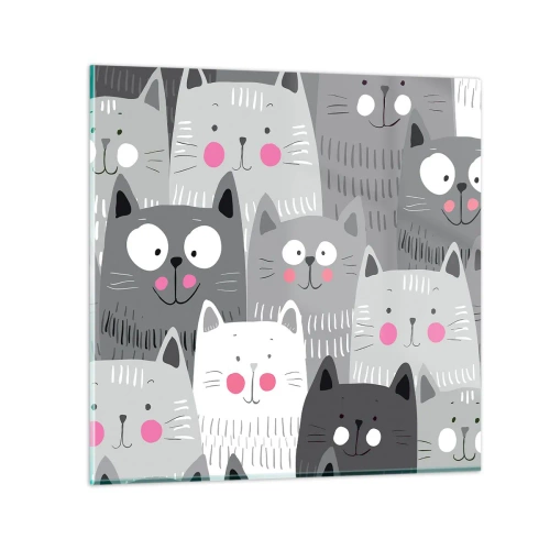 Billede på glas - Kattens verden - 40x40 cm