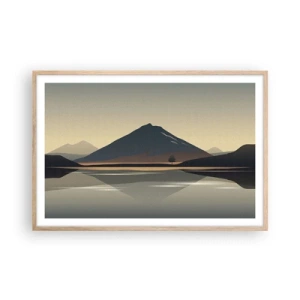 Plakat i ramme af lyst egetræ - Spejlrefleksion - 91x61 cm