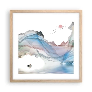 Plakat i ramme af lyst egetræ - Mod krystalbjergene - 40x40 cm