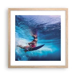 Plakat i ramme af lyst egetræ - Dybden af glæde - 40x40 cm