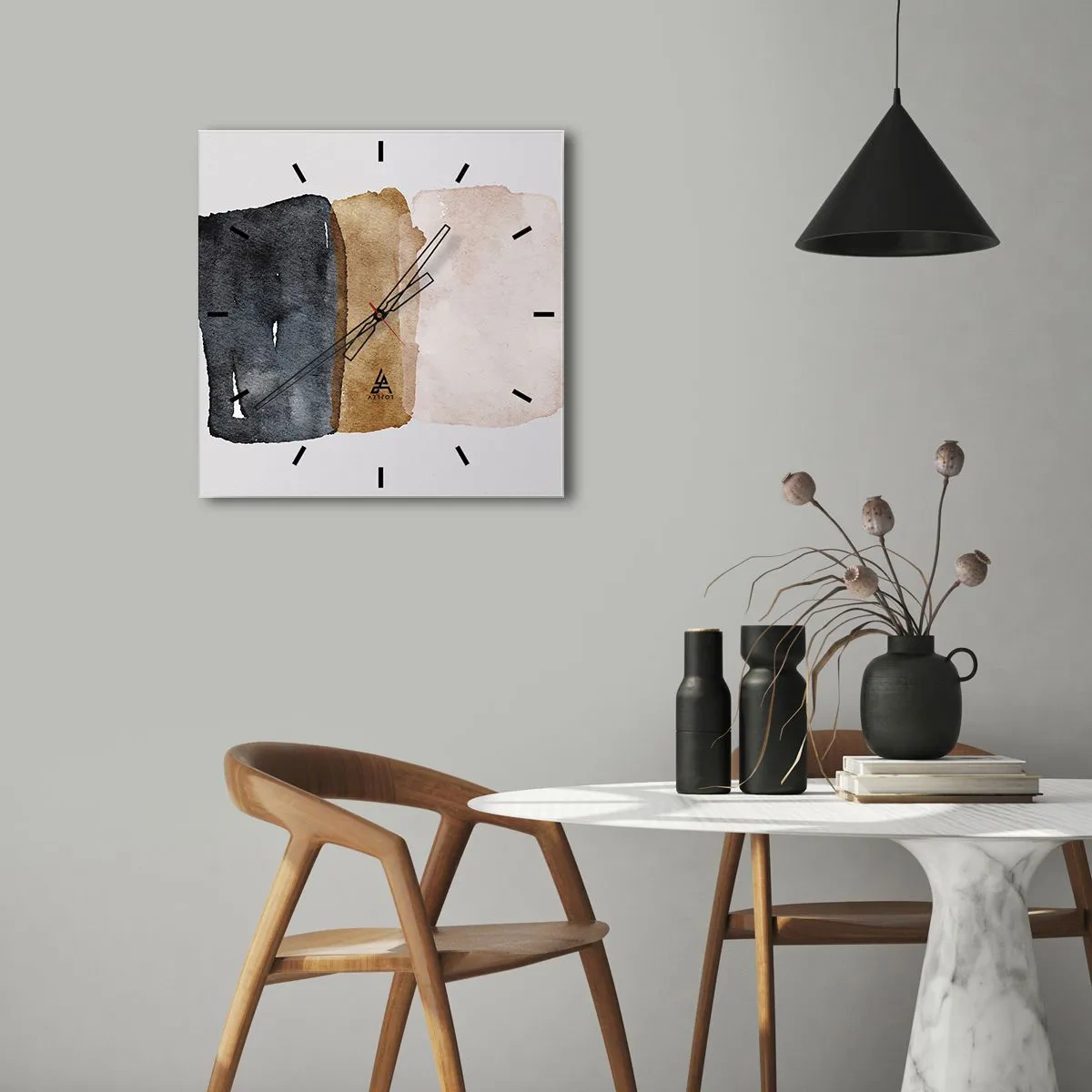 Vægur, Uret - Sammensætning af jordfarver - 40x40 cm