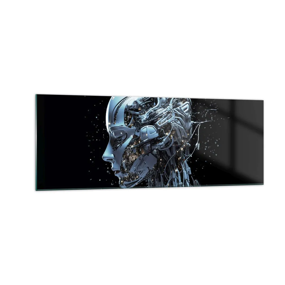 Billede på glas - Teknologi er en kvinde - 140x50 cm