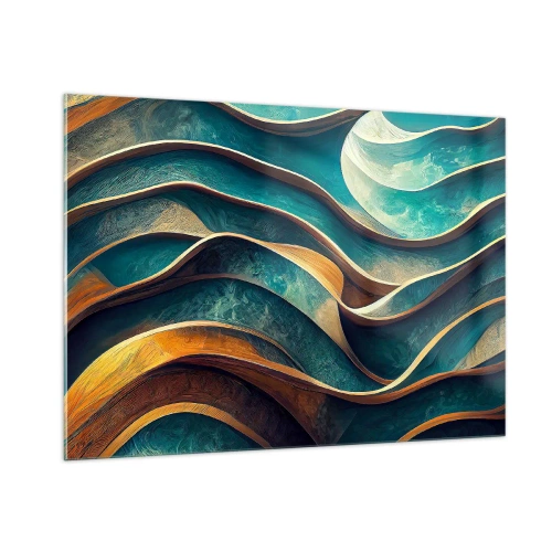 Billede på glas - Slyngninger af blåt - 100x70 cm