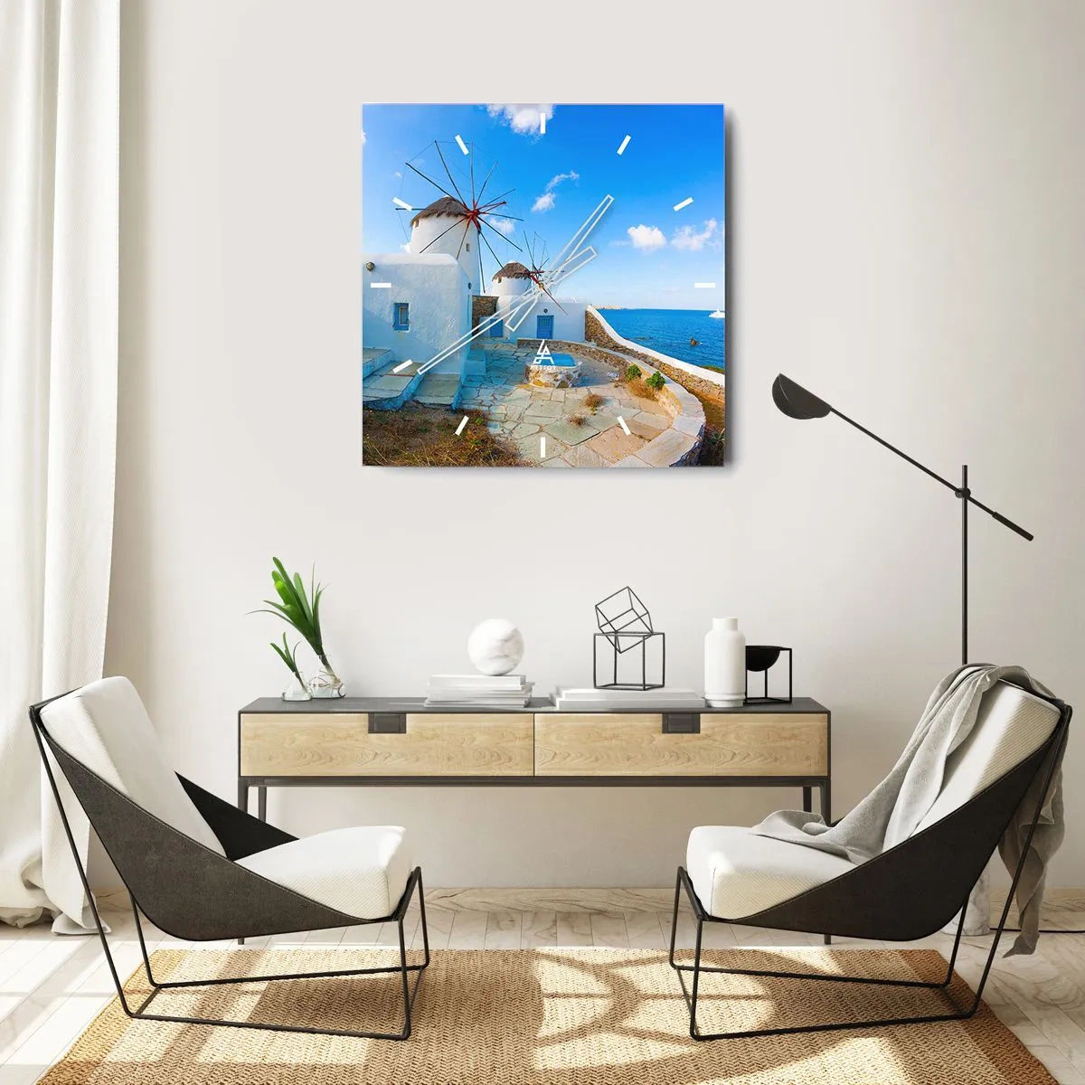 Vægur, Uret - Blå vind fra havet - 30x30 cm