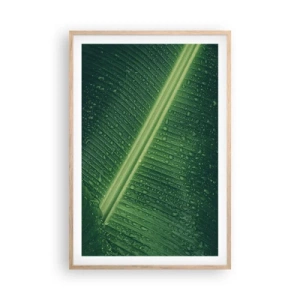 Plakat i ramme af lyst egetræ - Grøn struktur - 61x91 cm