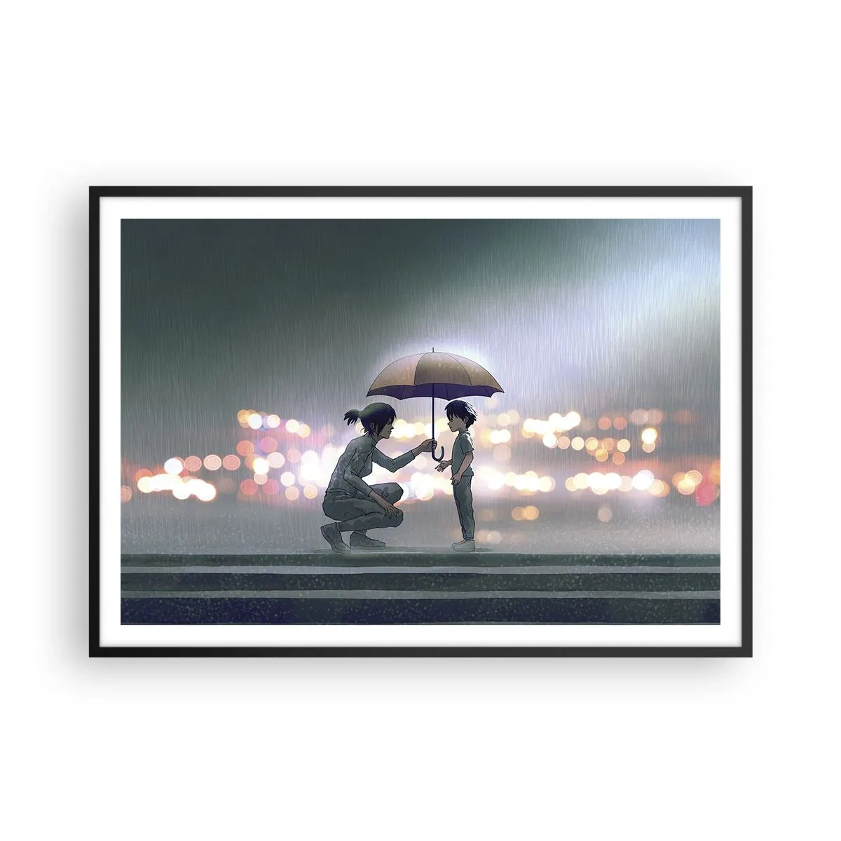 Plakat i sort ramme - Og alt er godt nu - 100x70 cm