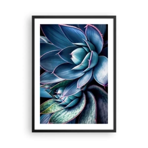 Plakat i sort ramme - Agave i blå og grønne nuancer - 50x70cm - Vital kraft - Moderne vægdekoration til stue og soveværelse ARTTOR