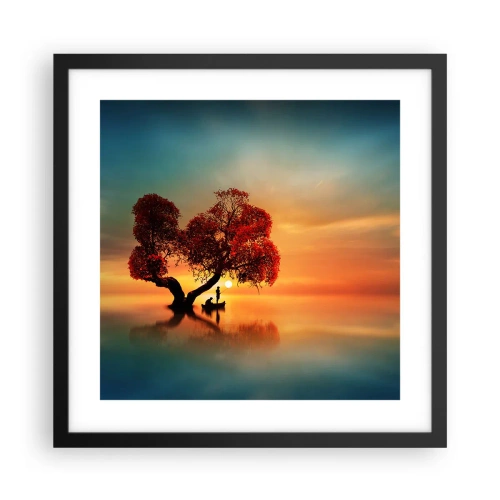 Plakat i sort ramme - Fjern og tavs verdensløshed - 40x40 cm