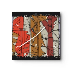 Vægur, Uret - Spontan komposition - 30x30 cm