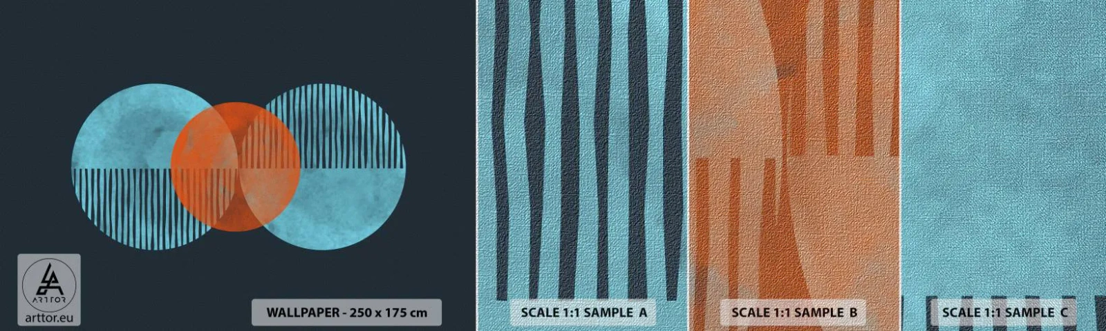 Prøve Fototapet Premium Canvas - Symmetrisk sammensætning - Abstraktion, Stykke, Geometrisk mønster - 100x30 cm