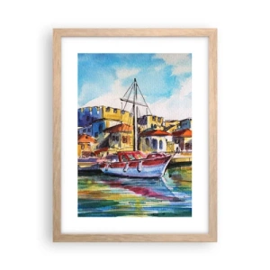 Plakat i ramme af lyst egetræ - Regnbue eftermiddag - 30x40 cm