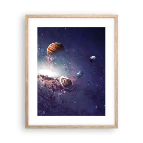 Plakat i ramme af lyst egetræ - Systemet med soldans - 40x50 cm