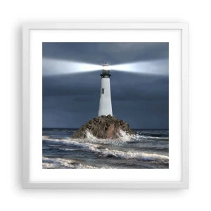 Plakat i hvid ramme - Her...her...her! - 40x40 cm