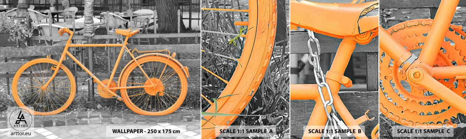 Fototapet Prøve Standard Eco - Gå, jeg venter her - Vintage cykel, By, Rejser - 100x30 cm