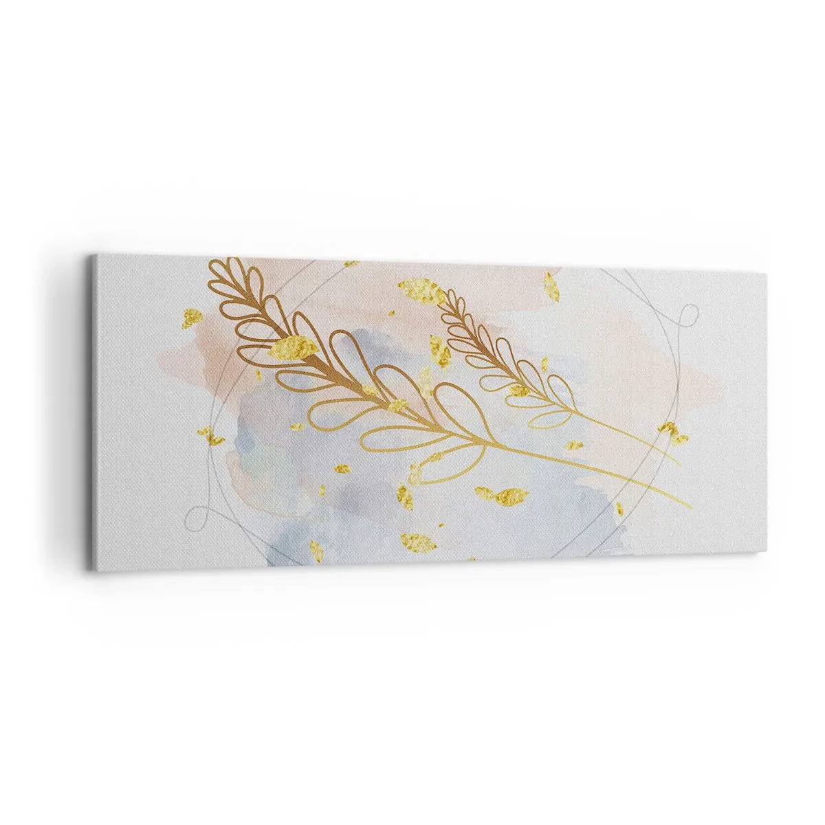Lærredstryk - Billede på lærred - En gylden eksplosion - 100x40 cm