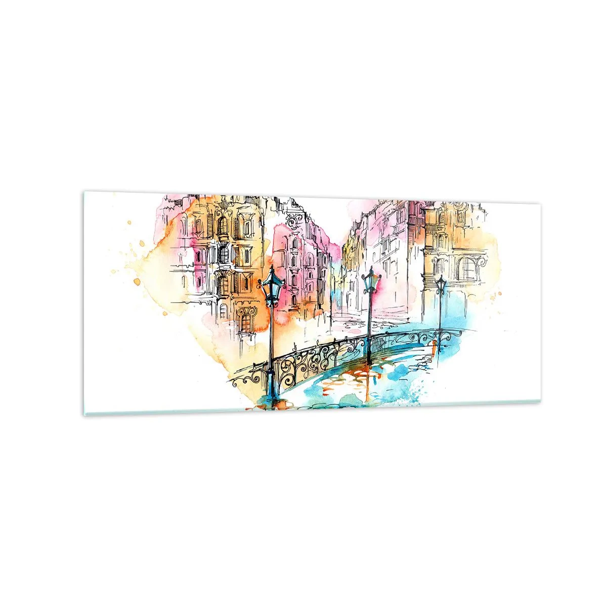 Billede på glas - Byens hjerte - 120x50 cm