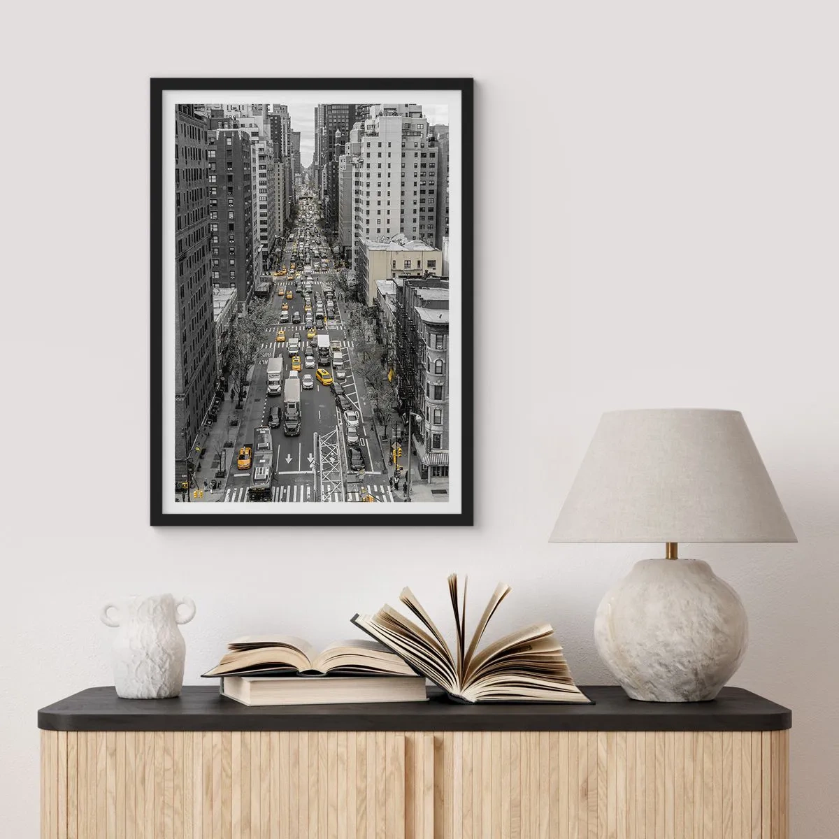 Plakat i sort ramme - Livet i New York - 40x50 cm
