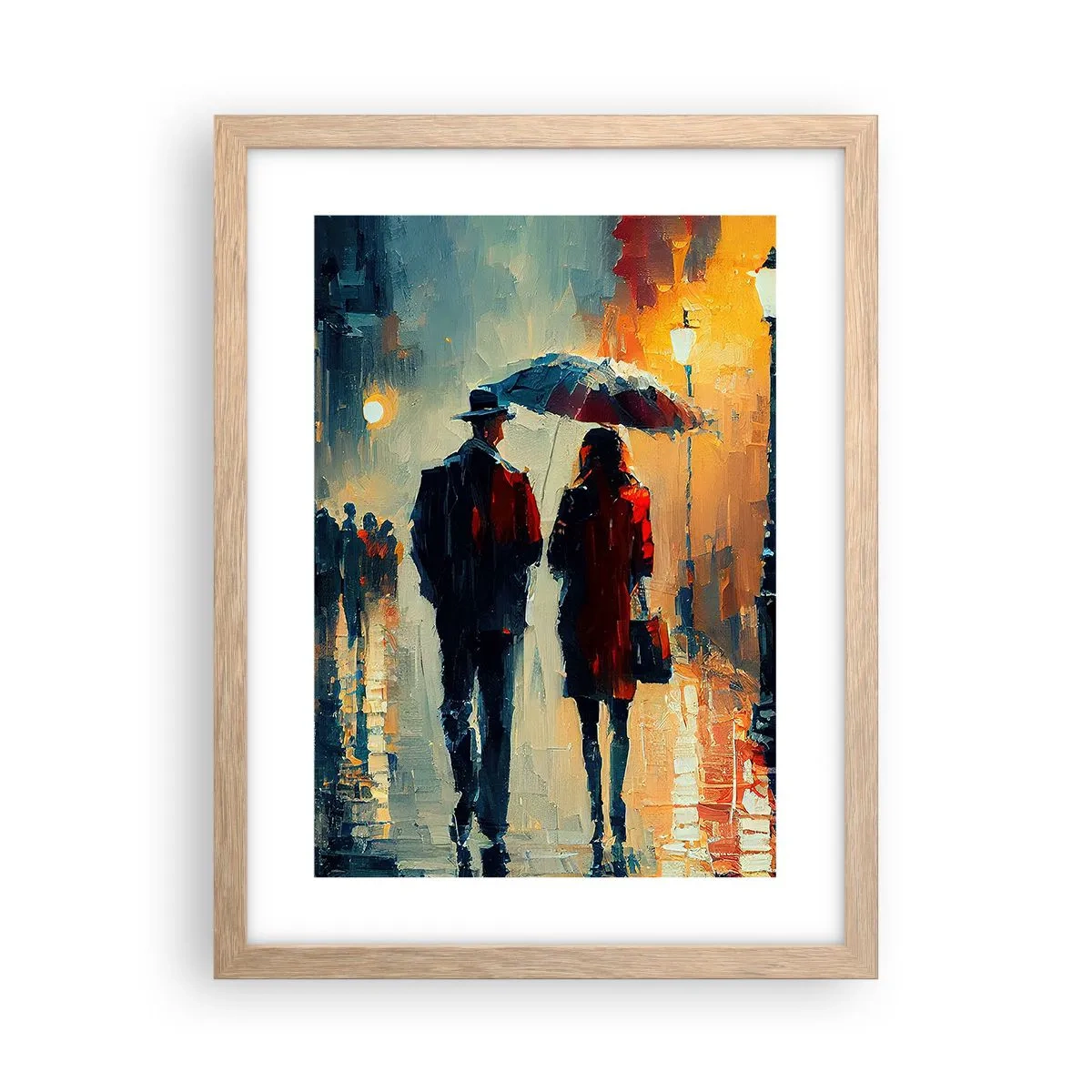 Plakat i ramme af lyst egetræ - Urban kærlighedshistorie - 30x40 cm