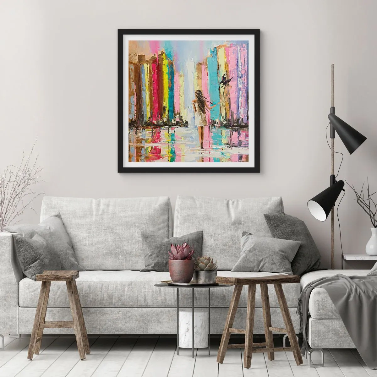 Plakat i sort ramme - Følg mig - 50x50 cm